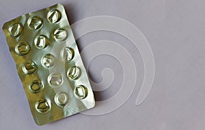 View of used up medical tablets aluminium metal  blister packaging