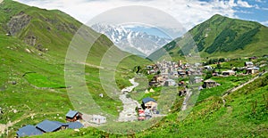 View the Ushguli village - Upper Svaneti, Georgia