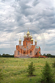 View of the Uspensky cathedral in Achair monastery. Omsk. Russia