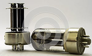 View of vacuum valves for feeding vintage musical instruments.