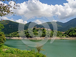 View of Vagli Sotto village and Lake Vagli in Garfagnana, province of Lucca. Hidden gem for nature lovers, hikers etc.