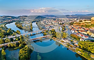 View of the Vah river at Trencin, Slovakia