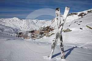 View of the Val Thorens ski resort of Three Valleys, France