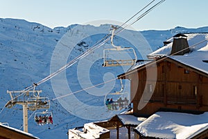 View of the Val Thorens ski resort of Three Valleys , France