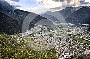 View of Valchiavenna valley, in northern Italy photo