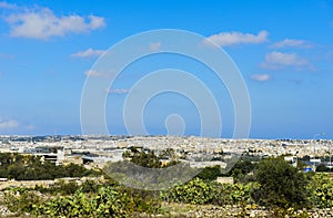 View of Valletta, Malta, under blue sky