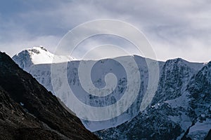 View on mountain Belukha in Altai region near board of Russia and Kazakhstan