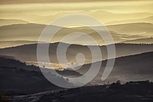 View of a valley in a beautiful early morning