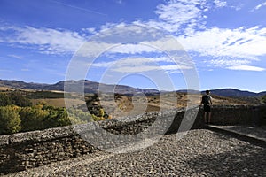 View of the valley and the countryside of Ronda city from the walls of Ronda