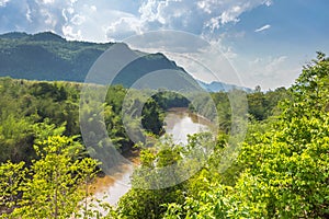 View of valley green river Kwai, Kanchanaburi, Thai