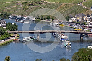 The city Bernkastel-Kues on river Moselle, Germany