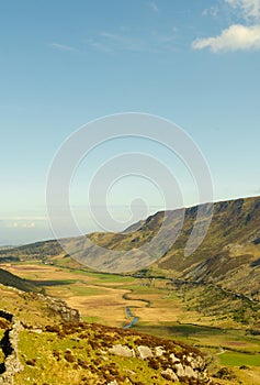 View of a valley from the top of the mountain Pen Yr Ole Wen in Wales