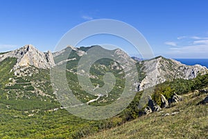 View the valley from the top of the ridge. Crimea