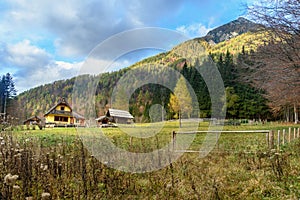 View of valley Zgornje Jezersko in northern Slovenia