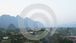 View of Vang Vieng City, Laos