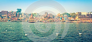 View of Varanasi Ghats from Ganges