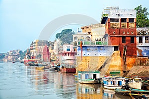 View of Varanesi and Ganges river photo