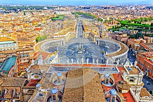 View of Vatican from the Dome of St. Peter`s Basilica