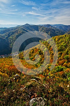 View from Vcela skala rock on Baranovo over Jakub during autumn