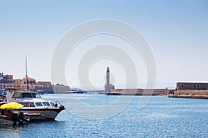 View of the Venetian port of Chania. Crete, Greece.