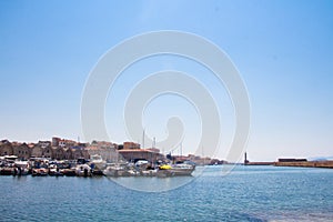 View of the Venetian port of Chania. Crete, Greece.