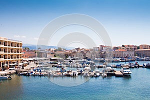 View of the Venetian port of Chania. Crete, Greece.