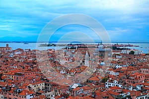 View of Venice from the bird`s flight