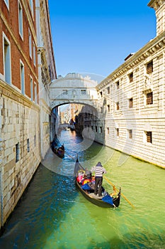 View of Venice canal Rio del Palazzo with the Bridge of Sighs Italy