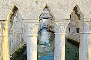 View of Venice canel from the Bridge of Sighs