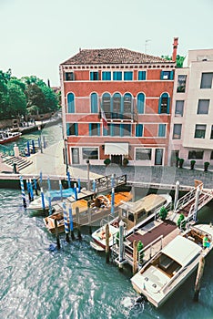 view of venice city grand canal with boats