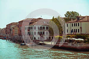 view of venice city grand canal with boats