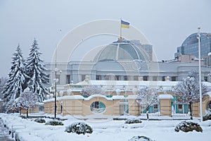 View of the Verkhovna Rada in winter, Kyiv photo