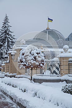 View of the Verkhovna Rada in winter, Kyiv photo