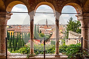View from Verona from a pavilion at the public park Giardino Giusti photo