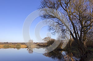 View of a very beautiful pond landscape, called Brietzer Teiche. The lakes are located in Altmark, Saxony-Anhalt