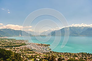 View of Vevey city, canton of Vaud, Switzerland