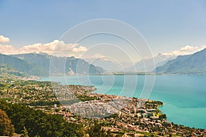 View of Vevey city, canton of Vaud, Switzerland