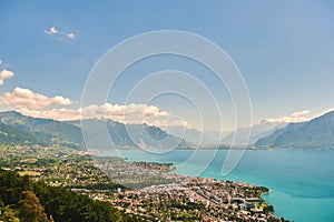 view of Vevey city, canton of Vaud, Switzerland