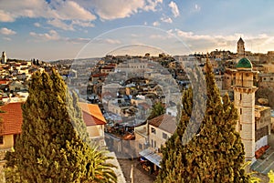 View on Via dolorosa in Jerusalem at evening