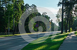 View of the viaduct through the rails in Jurmala, on a sunny day. Latvija 2017