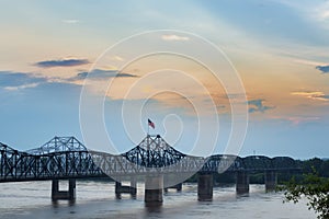 View of the Vicksburg bridge over the Mississippi River