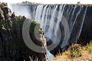 View of Victoria Falls from the ground. Mosi-oa-Tunya National park. and World Heritage Site. Zambiya. Zimbabwe. photo