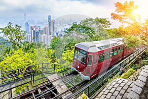 View of Victoria Peak Tram in Hong Kong