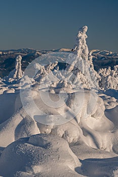 View  from Vidlica peak in Mala Fatra during winter