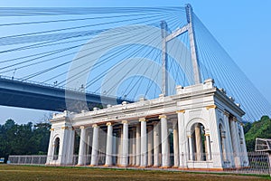 View of Vidyasagar Setu in the backdrop looks amazing with the marble pillars of Princep ghat made during the British Raj in 1841