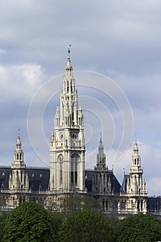 View of the Vienna City Hall or Wiener Rathaus from the Heldenplatz