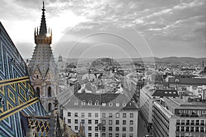 View on Vienna old town from Stephansdom