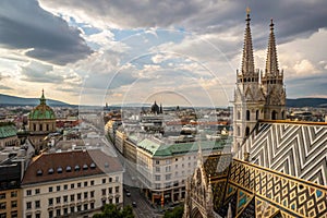 View of Vienna from St. Stephen\'s Cathedral roof photo