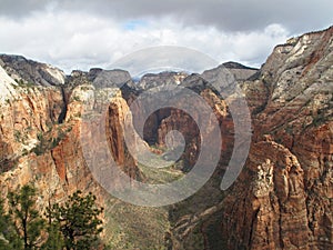 View from the viewpoint on top of Angels Landing, Zion National Park, USA