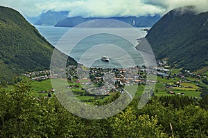 View of Vik at Sognefjord in Norway